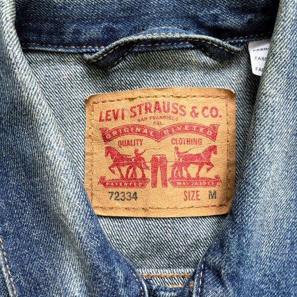 Levi's Urban Outfitters Danica Jean Jacket Mens Medium Blue Denim Trucker Casual - Picture 5 of 12